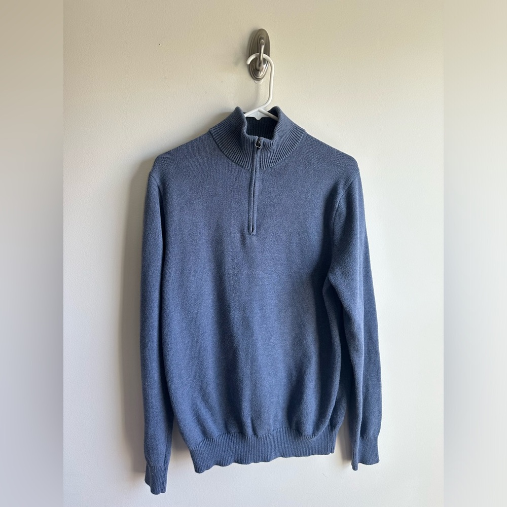 J.Crew Blue Cotton/Cashmere 1/4 Zip Sweater, Men’s Size Large